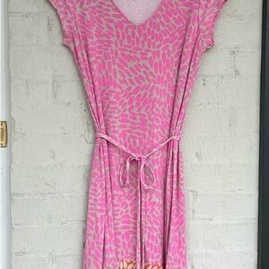 BODEN Pink orange Patterned jersey Women's Dress size 10